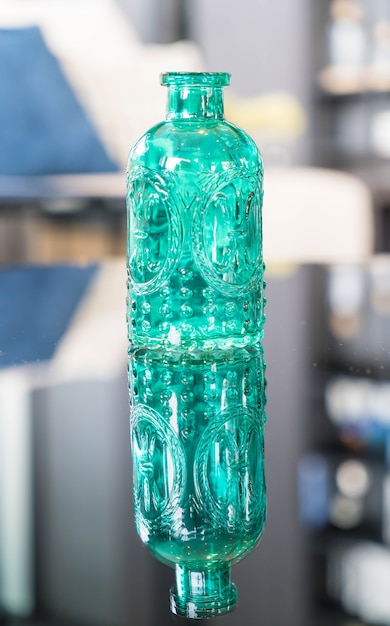 glass bottle decoration on the table