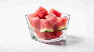 Free photo a glass bowl with pieces of watermelon
