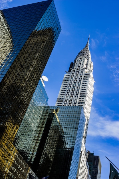 Glass buildings seen from below