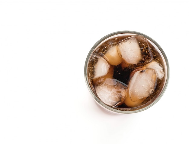 glass of cola with ice