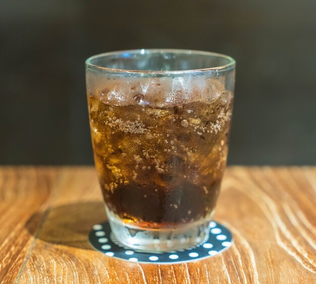 glass of cola with ice