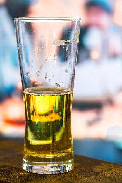 A glass of cold beer macro photography