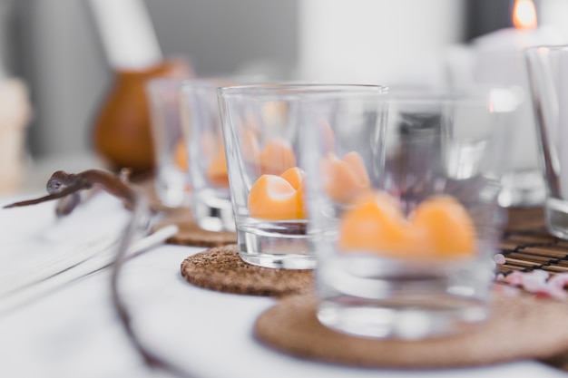 Glass cups with aromatic wax