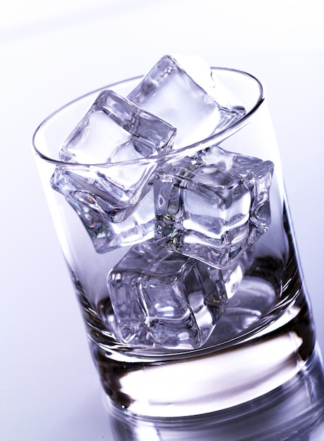 Free photo glass filled with ice cubes