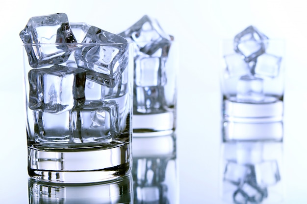 Glass filled with ice cubes