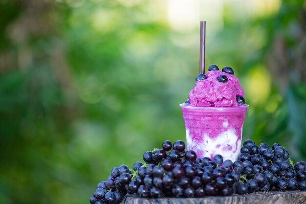 Glass of freshly squeezed grape juice 