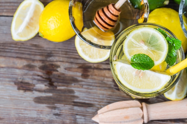 A glass of homemade mint lemonade