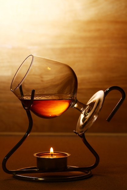 Glass of hot cognac