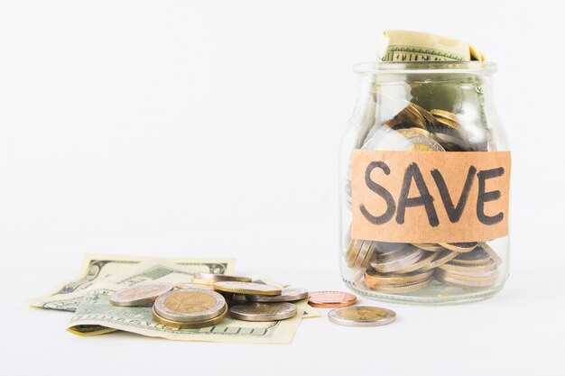 Glass jar for savings