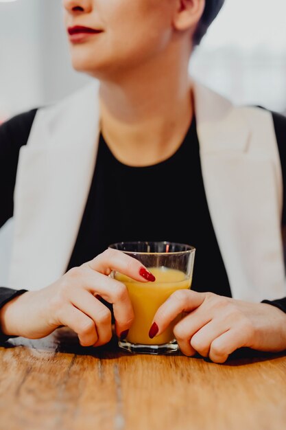 A glass of orange juice for breakfast