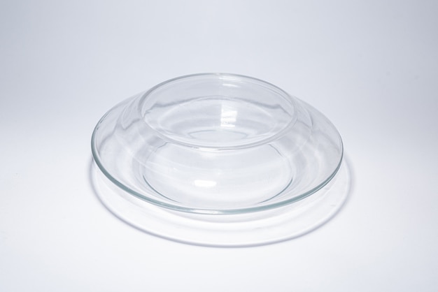 Glass plate on the white surface