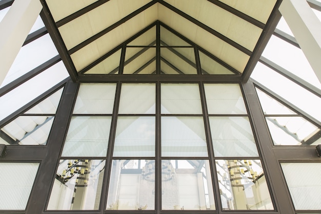 Glass roof of modern office building.