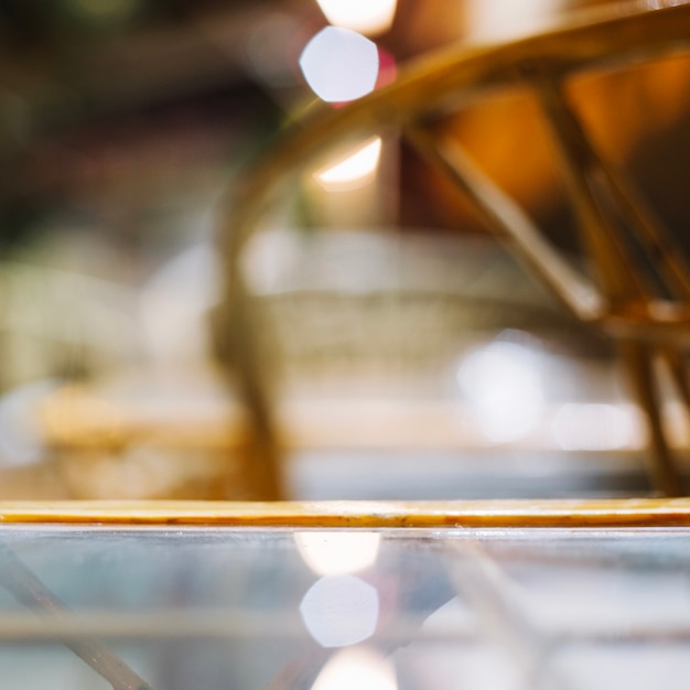 Glass table on blurred background