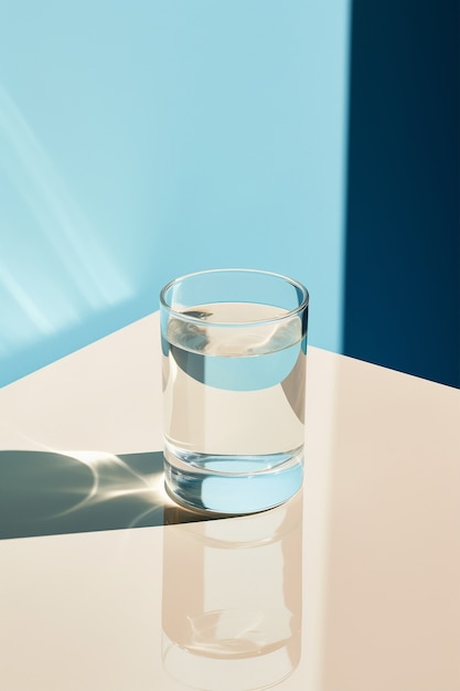 Free photo glass of water with shadows