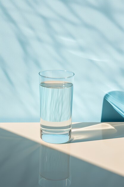 Glass of water with shadows