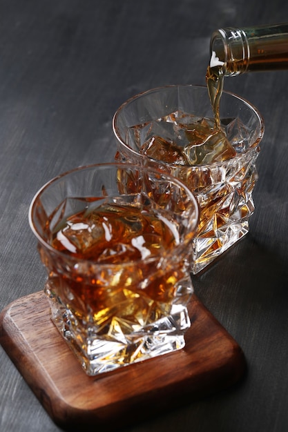 Glass of whiskey or bourbon, only with ice