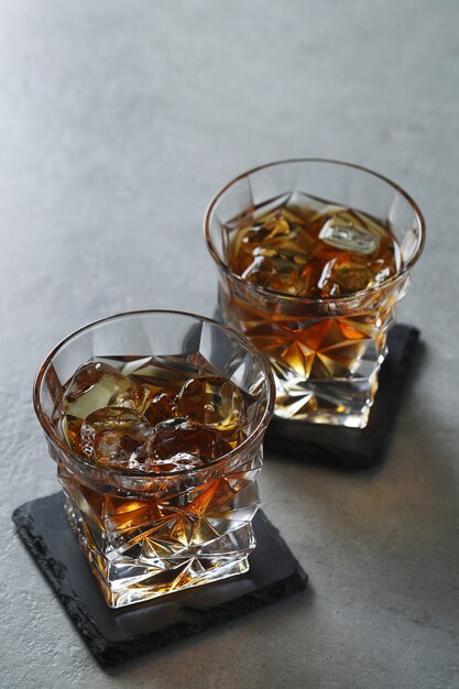 Glass of whiskey or bourbon, only with ice