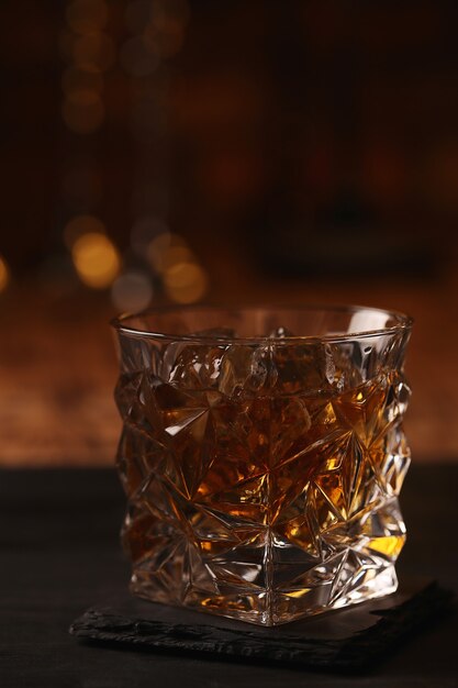 Glass of whiskey or bourbon, only with ice