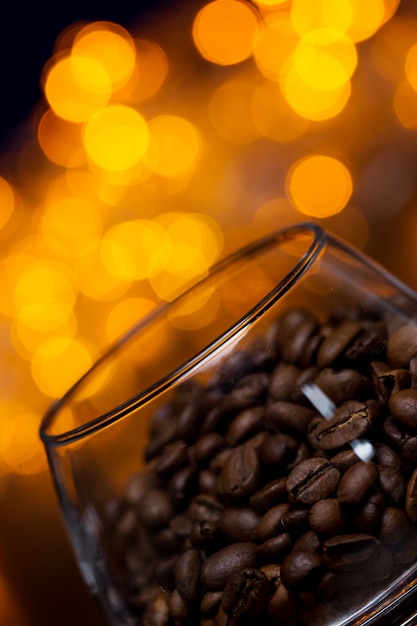 Glass with coffee beans