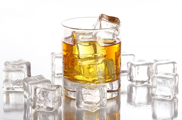 Glass with cold whiskey