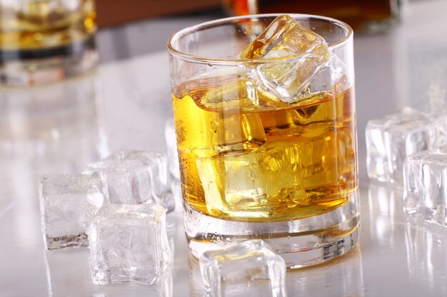Glass with cold whiskey