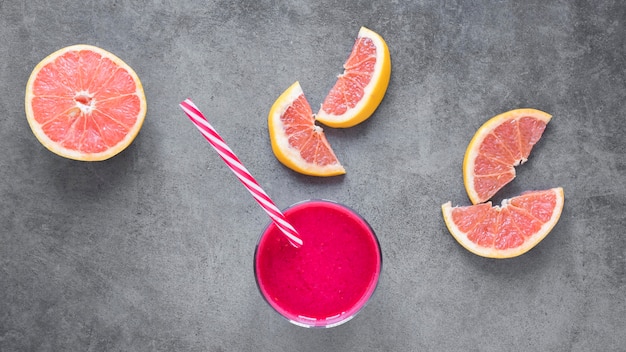 Glass with grapefruit smoothie