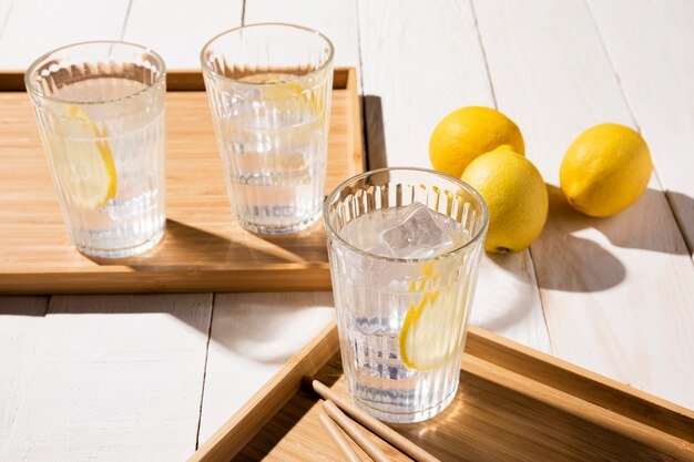 Glass with lemon drink