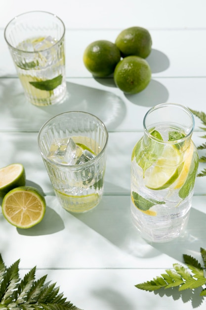 Glass with lime drink