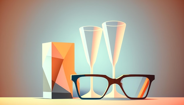 Glasses on a colored background isolated generative AI