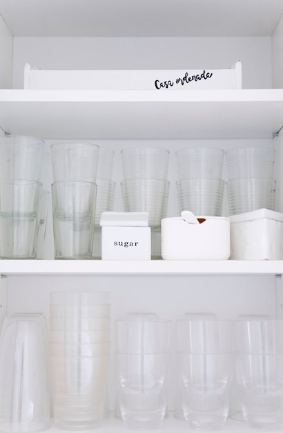 Glasses in cupboard