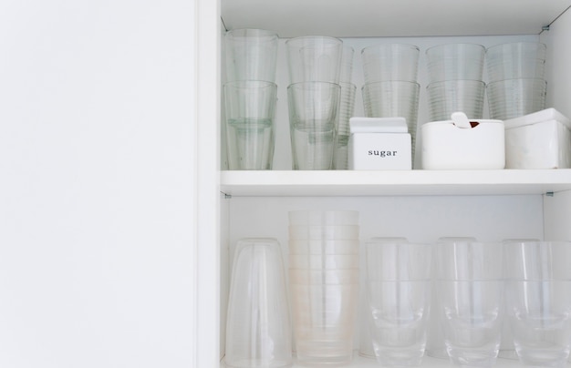 Glasses in cupboard