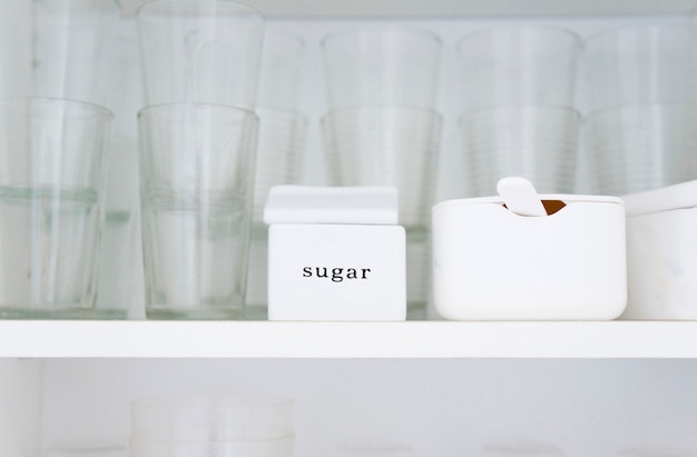 Glasses in cupboard