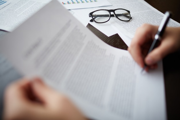 Glasses on documents