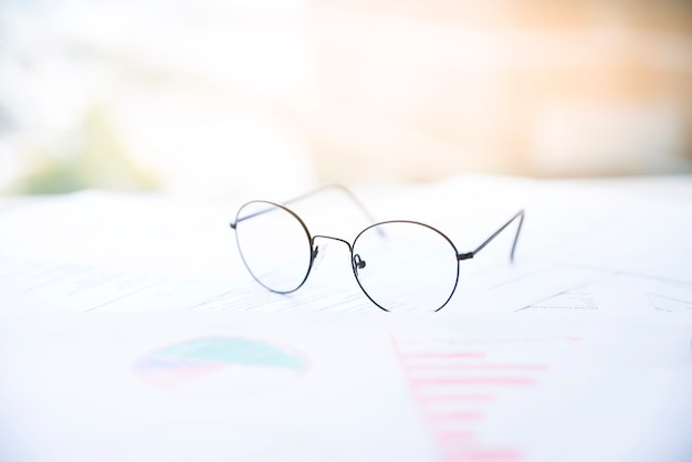 Glasses on a office desktop