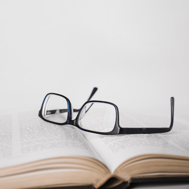 Glasses placed on book
