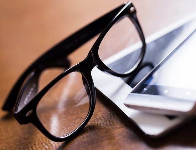 Glasses and a tablet