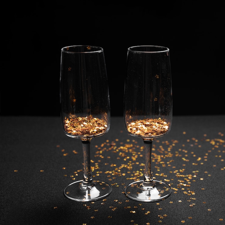 Free Photo glasses with bright spangles on table