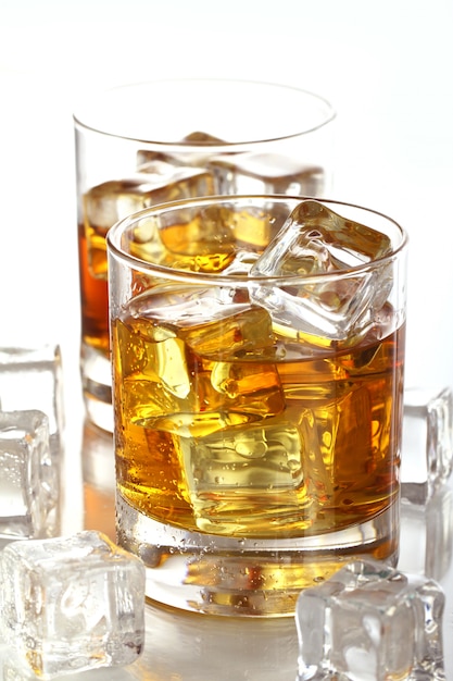 Glasses with cold whiskey