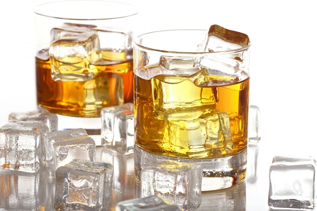 Glasses with cold whiskey
