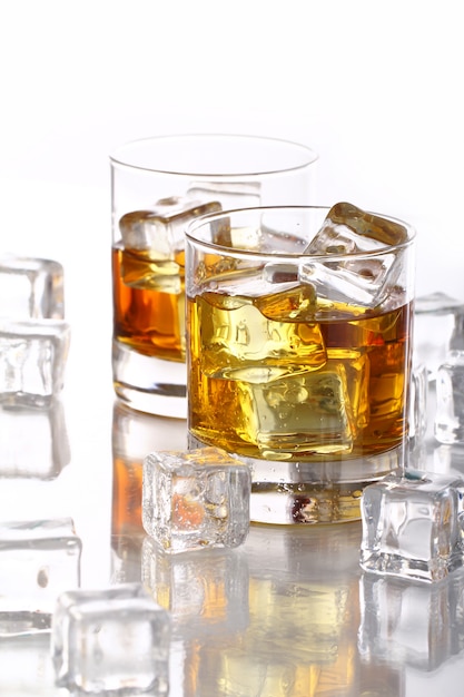 Glasses with cold whiskey