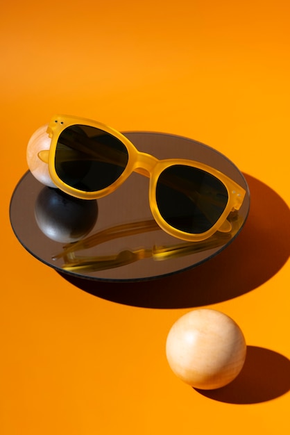 Free photo glasses with rounded frames still life