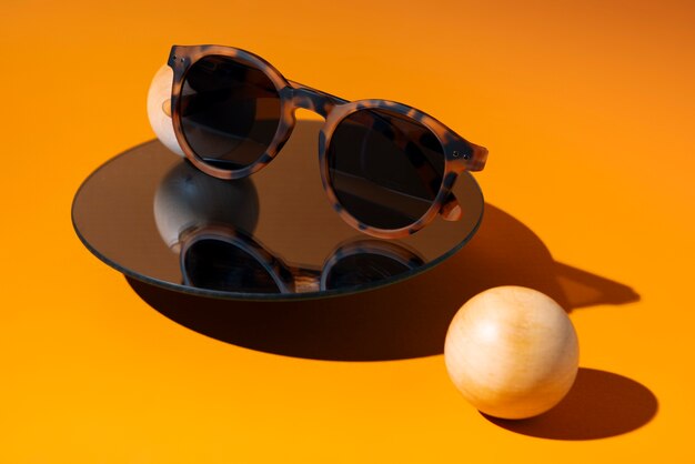 Glasses with rounded frames still life