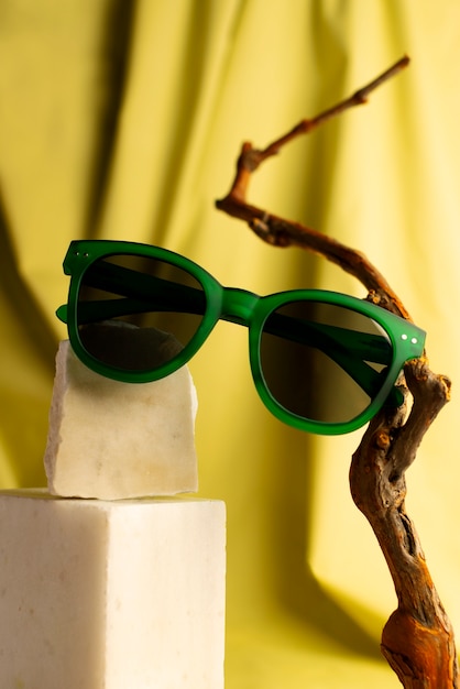 Free photo glasses with rounded frames still life