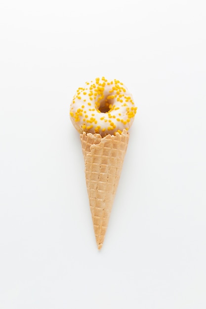Glazed donut in ice cream cone