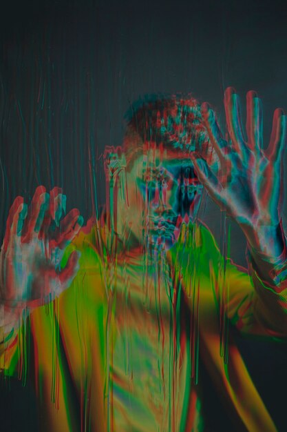 Glitch Effect On Portrait Of Young Man