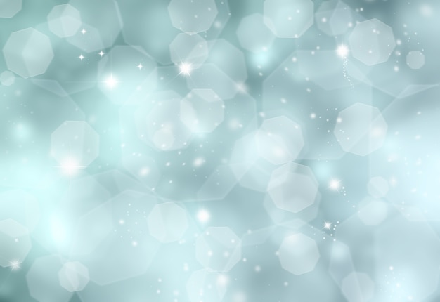 Glittery blue christmas background with bokeh light effecy