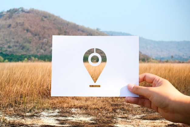 Free photo global positioning system destination marker perforated paper