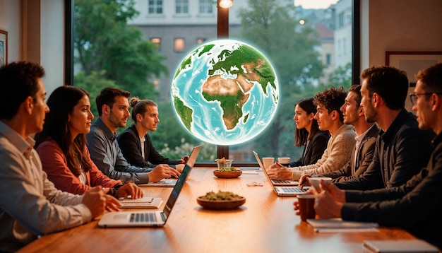 global team discussing business strategy