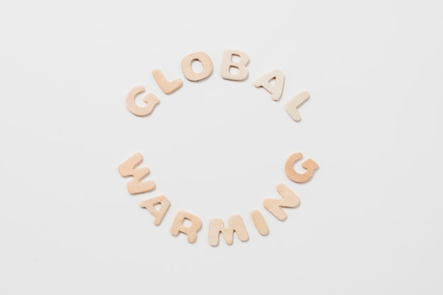 Global warming inscription on white background