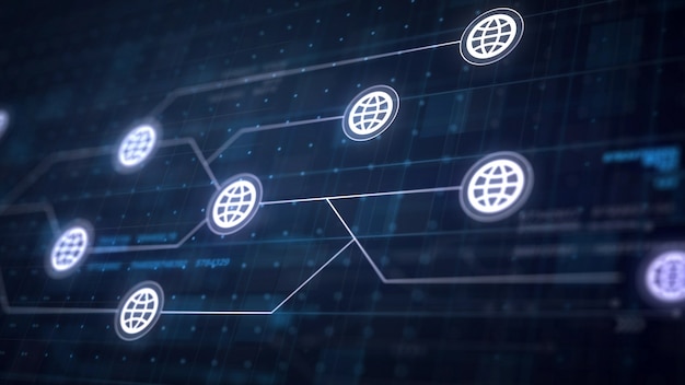 Globe internet icon line connection of circuit board